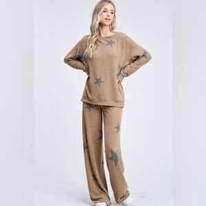 12th Tribe Tan and Gray Star Kids Pajama Set